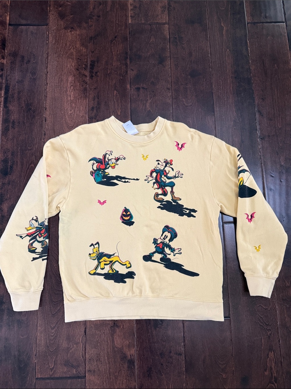 Disney Yellow Crewneck Halloween Sweatshirt Medium
